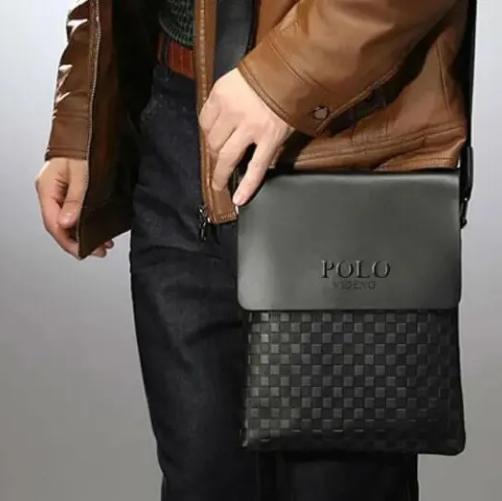 POLO VIDENG Mens Crossbody Messenger Bag Faux Leather Unisex Murse Purse